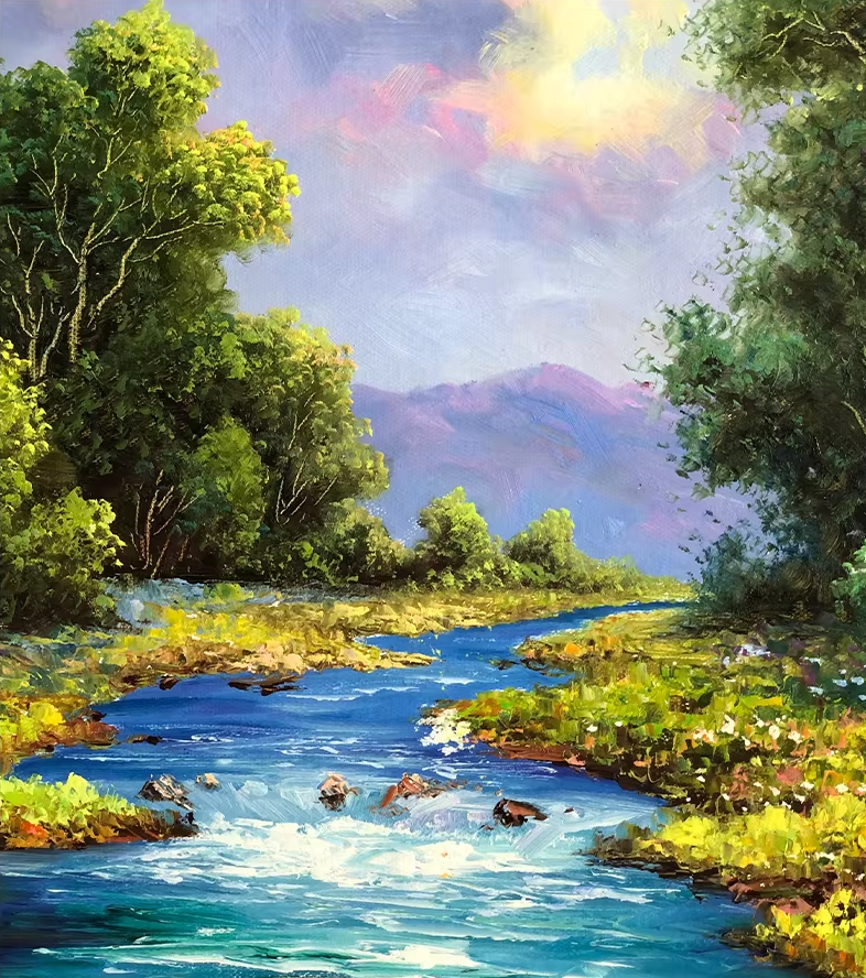 Original Oil Painting "Lush Foliage" by First-Class Painter Kim Cheol-jun – Collectible Hand-Painted Landscape Art 13643
