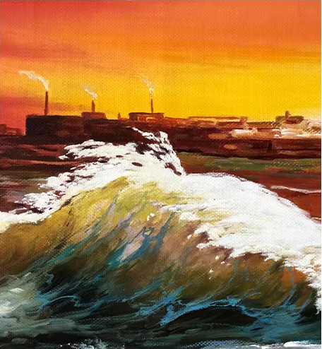 Original Oil Painting "Coastal Landscape" by Honored Artist Kim Hyun – Collectible Hand-Painted Seascape Art, One-of-a-Kind G2497