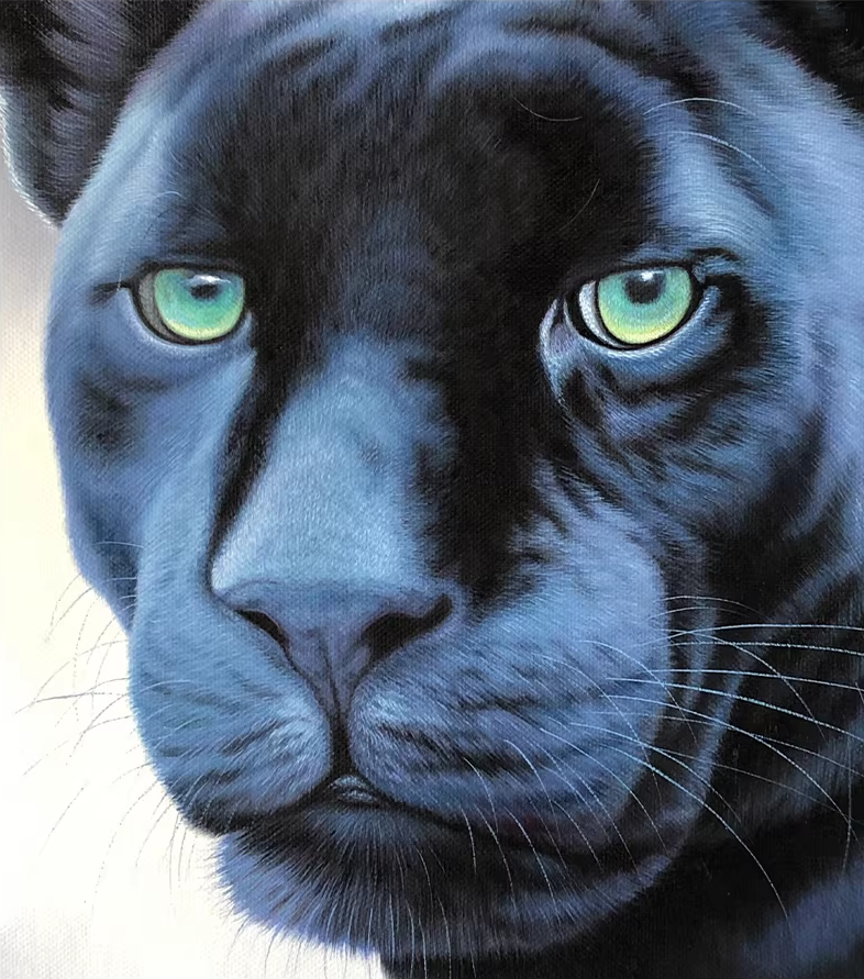 Original Oil Painting "Black Panther" by First-Class Painter Sung Jin – Collectible Hand-Painted Wildlife Art G2537
