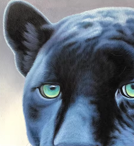 Original Oil Painting "Black Panther" by First-Class Painter Sung Jin – Collectible Hand-Painted Wildlife Art G2537