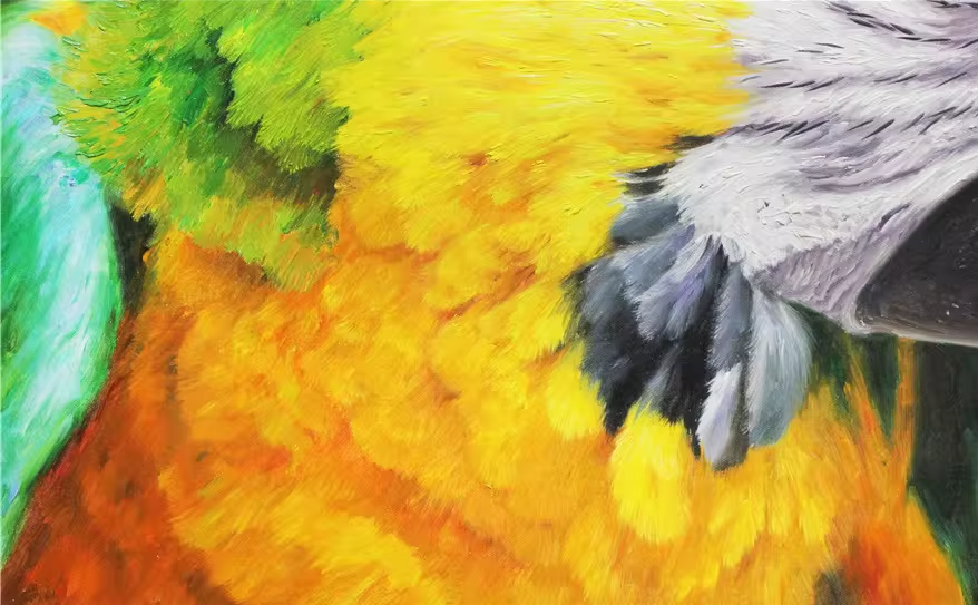 Original Hyper-Realistic Oil Painting "Parrot" by Meritorious Artist Kim Young-chul | Hand-Painted Animal Wall Art 1293