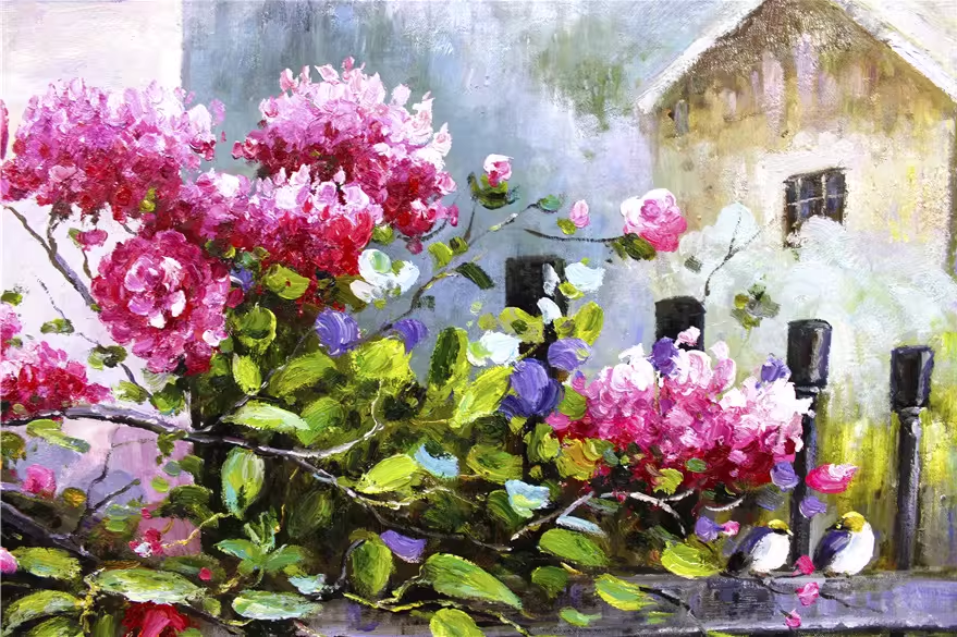 Original Oil Painting "Garden Flowers" by DPRK First-Class Painter Kim Nam Soo – Collectible Hand-Painted Floral Art G1801