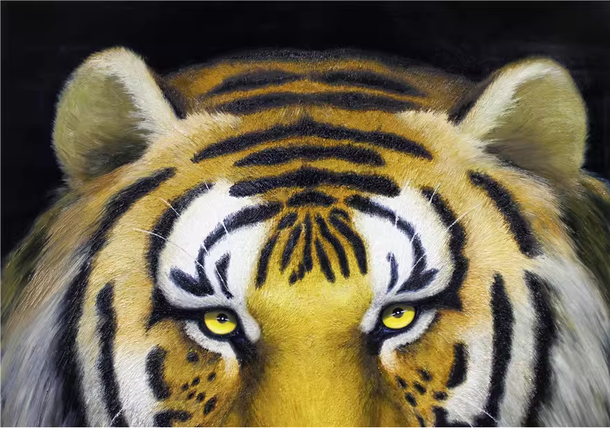 Original Oil Painting "Tiger" by Honored Artist Kim Yong Chol – Collectible Hand-Painted Wildlife Art 7881