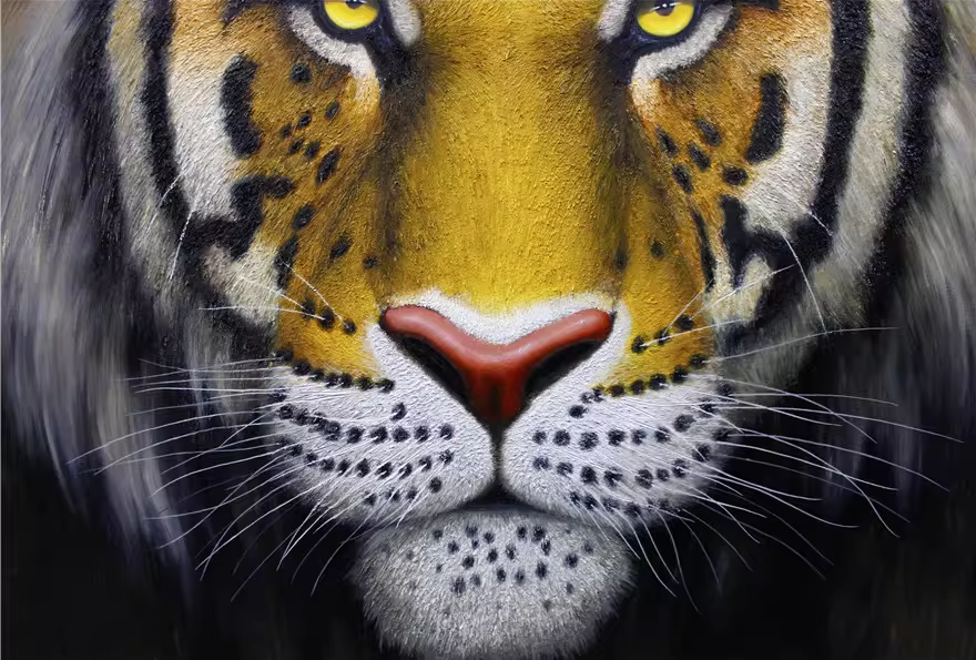 Original Oil Painting "Tiger" by Honored Artist Kim Yong Chol – Collectible Hand-Painted Wildlife Art 7881
