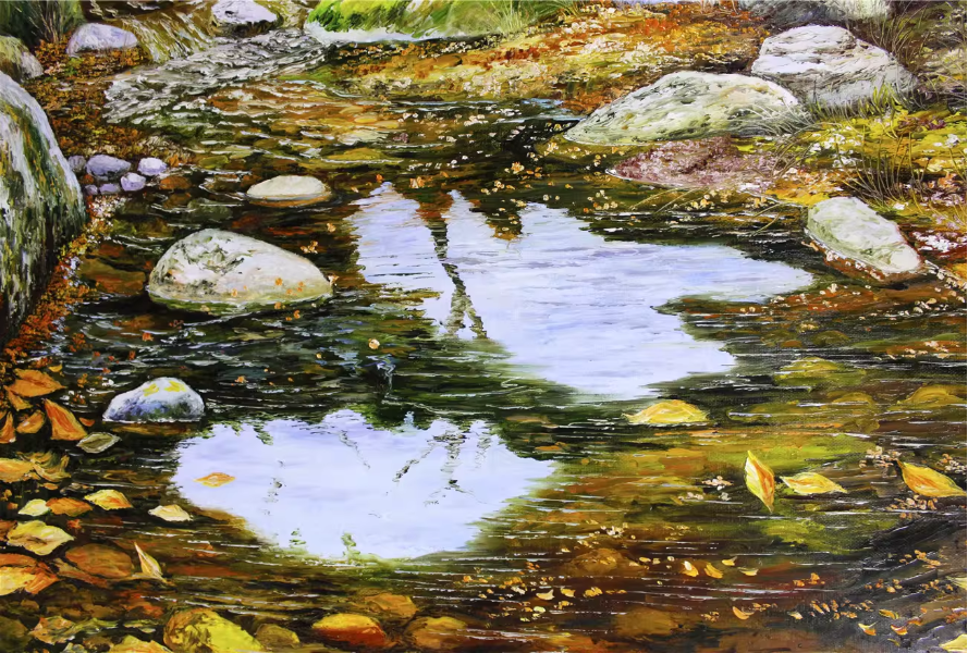 Original Oil Painting "Autumn" by DPRK First-Class Artist Kim Jong Soo – Collectible Hand-Painted Autumn Landscape Art G1991