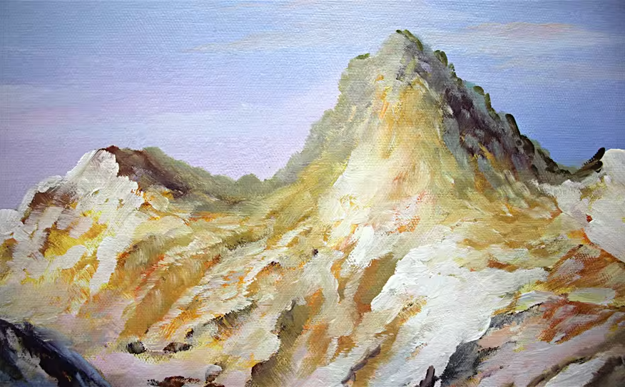 Original Oil Painting "Silver Mountain" by First-Class Artist In Young – Collectible Hand-Painted Mountain Landscape Art 7025