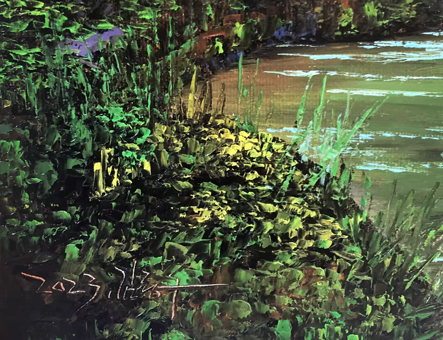 Original Oil Painting "Green Mountains and Clear Waters" by DPRK First-Class Artist Kim Jong Soo – Collectible Hand-Painted Landscape Art G2460