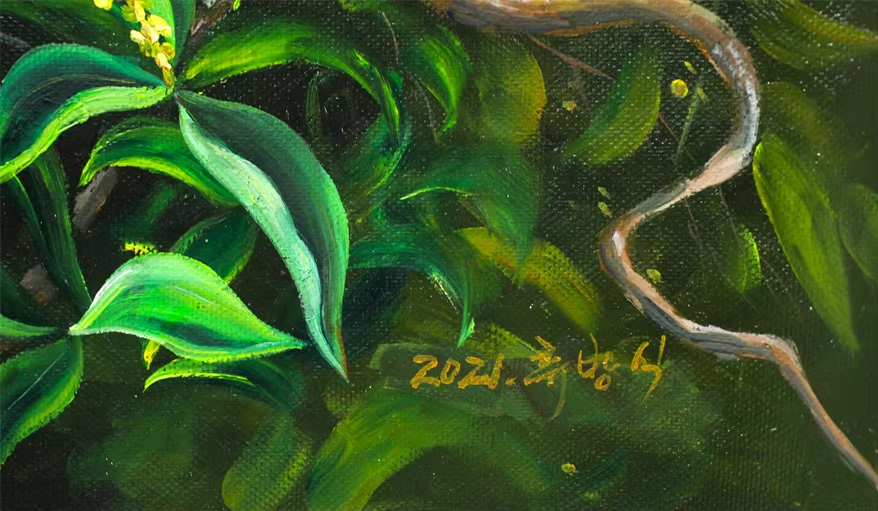 Original Oil Painting "Macaws" by First-Class Painter Liu Fangzhi – Collectible Hand-Painted Wildlife Art 7135