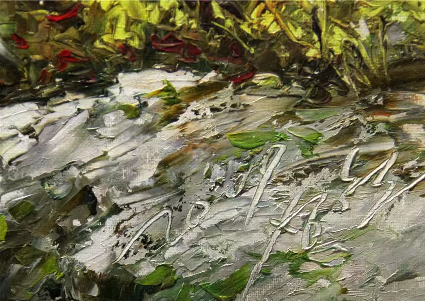 Original Oil Painting "Mountain Waterfall" by DPRK First-Class Painter Sung Chol – Collectible Hand-Painted Autumn Landscape Art 5783