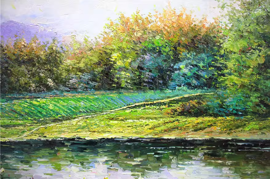 Original Oil Painting "Vibrant Spring" by DPRK First-Class Painter Song Young Hae – Collectible Hand-Painted Spring Landscape Art 1751