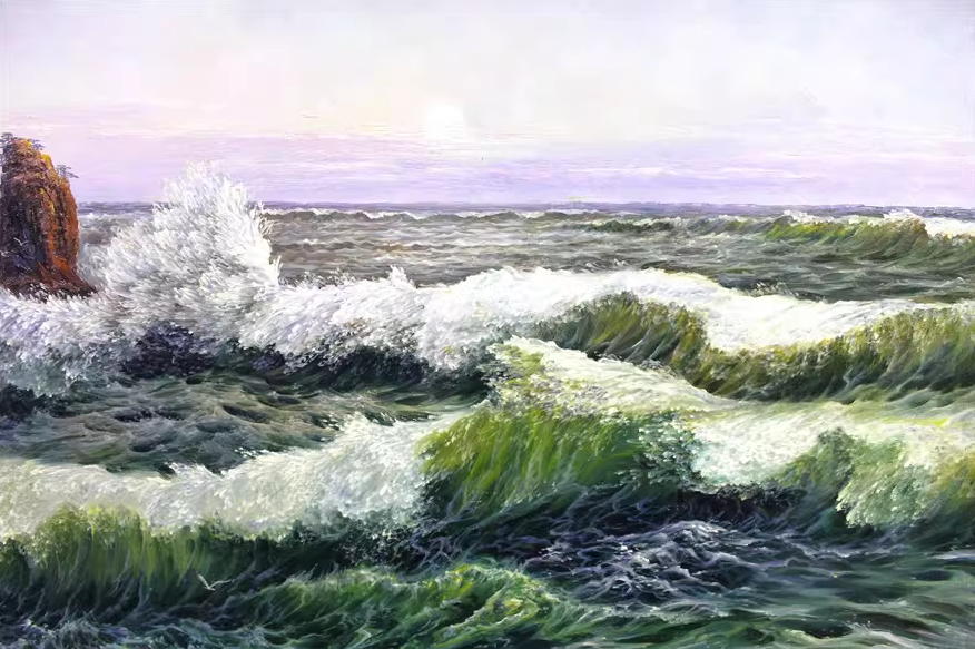 Original Oil Painting "Blue Sea and Sky" by First-Class Painter Oh Sung Il – One-of-a-Kind Hand-Painted Seascape Art 7743