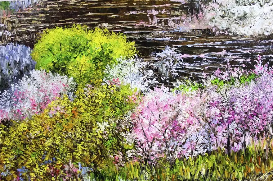 Original Oil Painting "Rural Scenery" by DPRK First-Class Artist Kim Jong Soo – One-of-a-Kind Hand-Painted Pastoral Landscape Art 1855