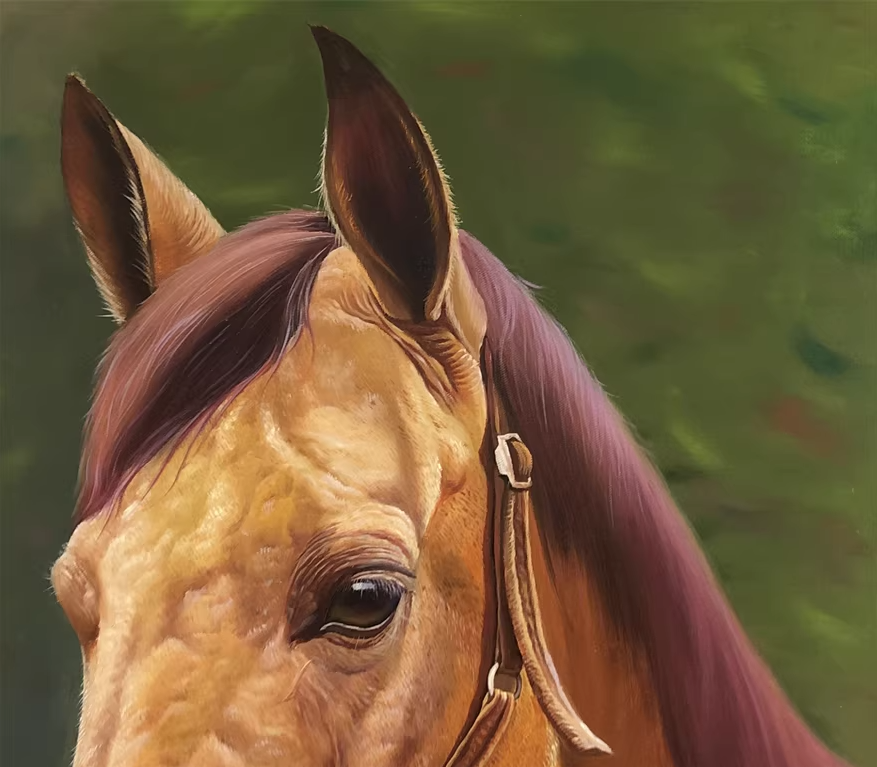 Horse Oil Painting by Kim Il | Original Hyperrealist Wildlife Art br1465