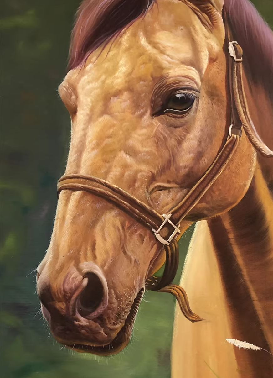 Horse Oil Painting by Kim Il | Original Hyperrealist Wildlife Art br1465