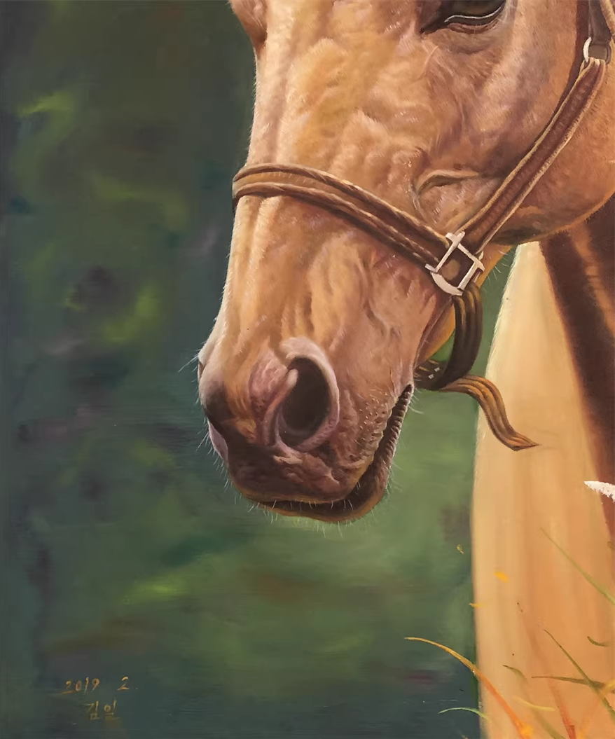 Horse Oil Painting by Kim Il | Original Hyperrealist Wildlife Art br1465