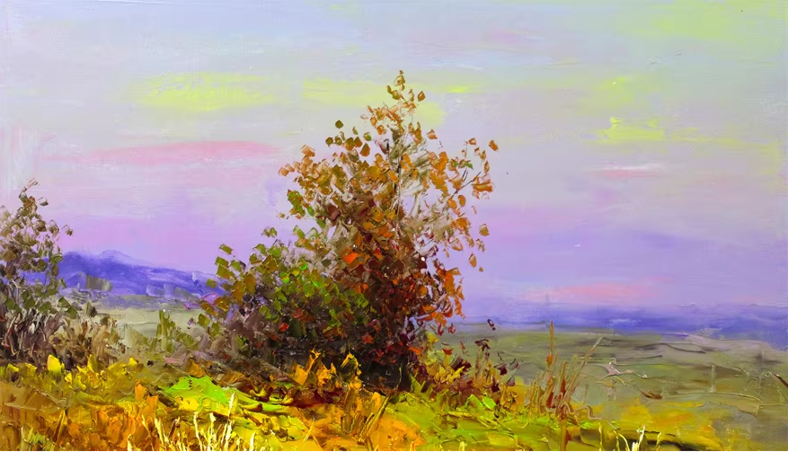 Original Oil Painting – Mountain Scenery | Hand-Painted Impressionist Landscape Art by Kim Chol Jun 8169