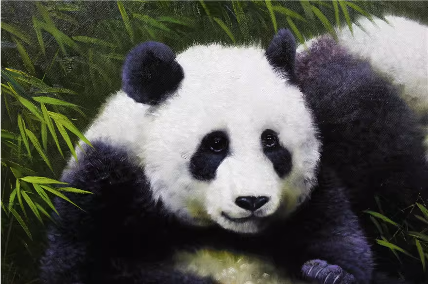 Original Oil Painting – Giant Pandas | Hand-Painted Hyper-Realist Wildlife Art by Kim Nam Hyuk 1036