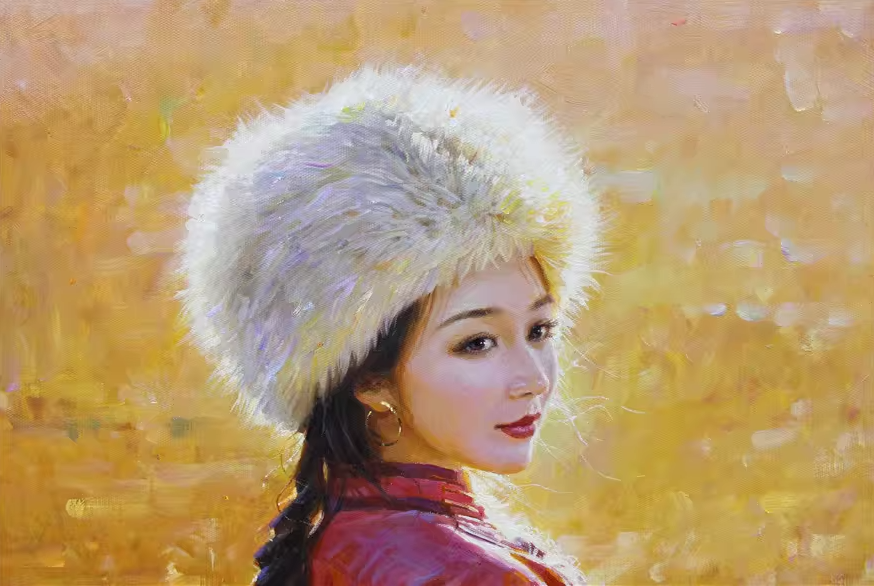 Mongolian Beauty Portrait Oil Painting by Park Jong Hyuk 1213