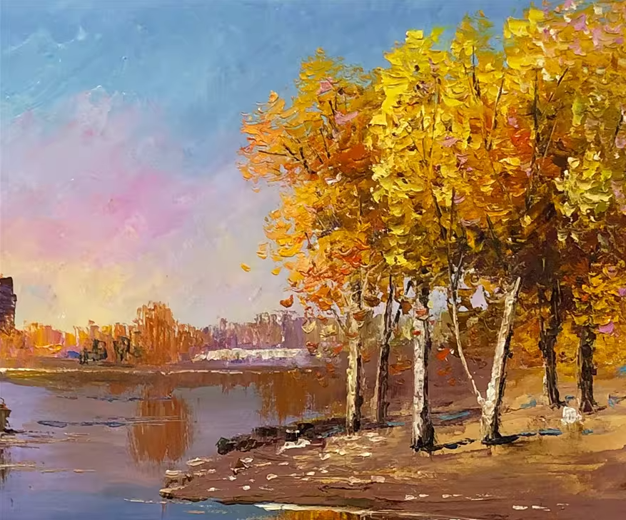 River Landscape Oil Painting by Lim Seung Hee 9090