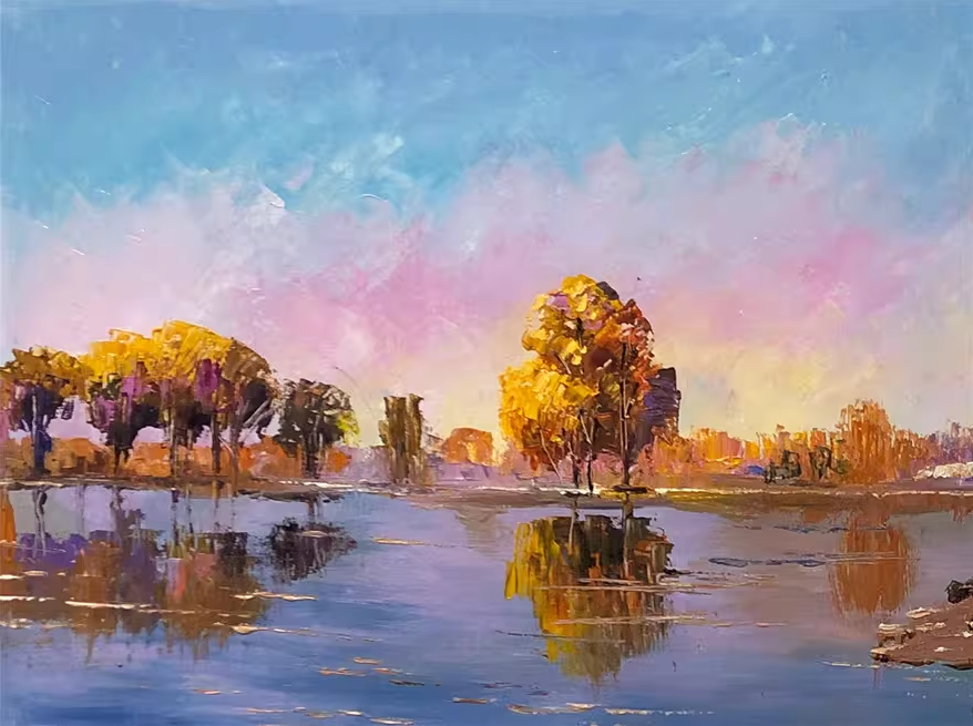 River Landscape Oil Painting by Lim Seung Hee 9090