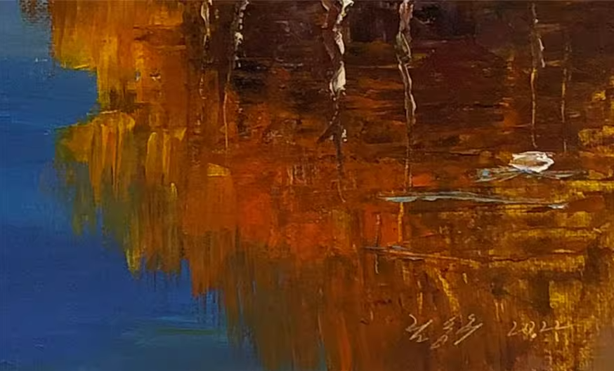 River Landscape Oil Painting by Lim Seung Hee 9090
