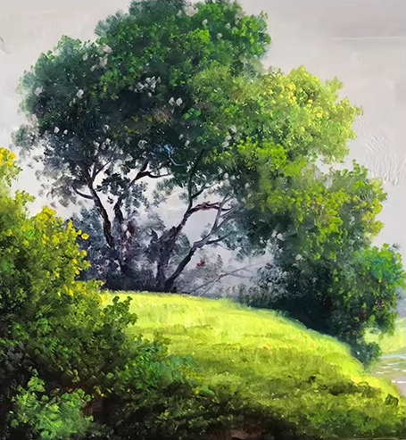 Original Oil Painting "Stream Side Beauty" by First-Class Painter Kim Chol Jun – Collectible Hand-Painted Impressionist Landscape Art 12983