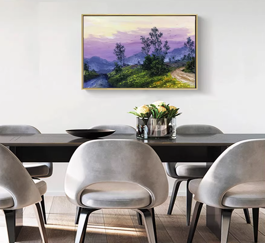 Original Oil Painting "Purple Qi from the East" by Meritorious Painter Kim Young Chul – Collectible Hand-Painted Impressionist Landscape Art 14675