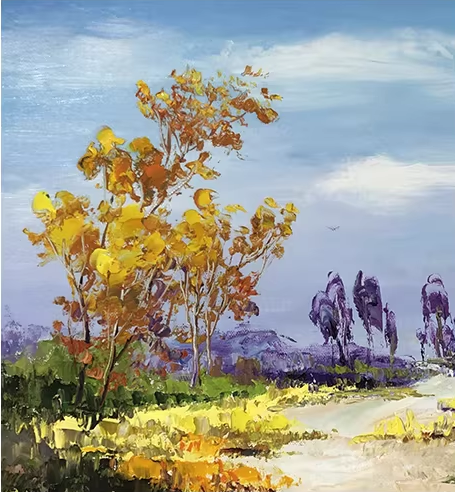 Original Oil Painting "Mountain Path" by Meritorious Painter Kim Young Chul – Collectible Hand-Painted Impressionist Landscape Art 14689