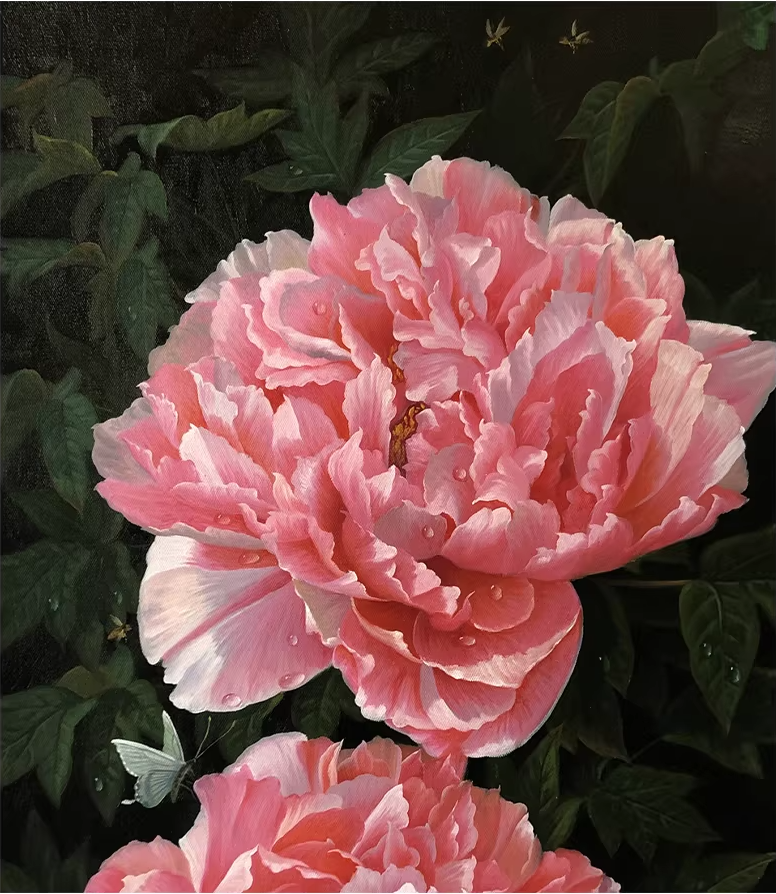 Original Oil Painting "Peony Bloom" by Meritorious Painter Park Hyun Cheol – Collectible Hand-Painted Floral Still Life Art G2564