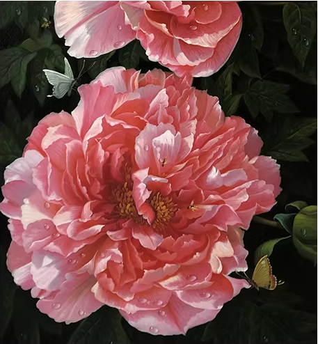 Original Oil Painting "Peony Bloom" by Meritorious Painter Park Hyun Cheol – Collectible Hand-Painted Floral Still Life Art G2564