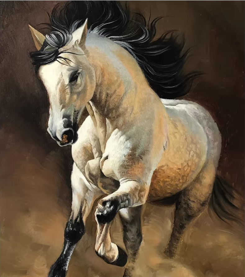 Original Oil Painting "Horse to Success" by First-Class Painter Kim Jun – Collectible Hand-Painted Hyper-Realist Horse Art G2597