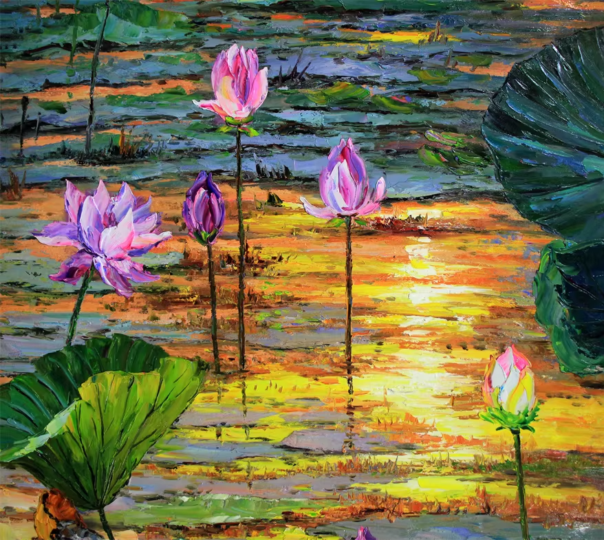 Lotus Floral Oil Painting by Song Young Hae 1765