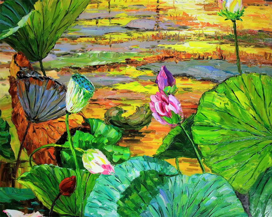 Lotus Floral Oil Painting by Song Young Hae 1765