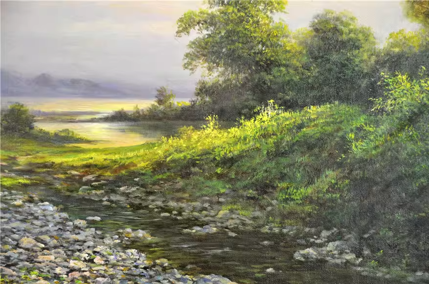 Mountain River Landscape Oil Painting by Jeon Guk Cheon 109