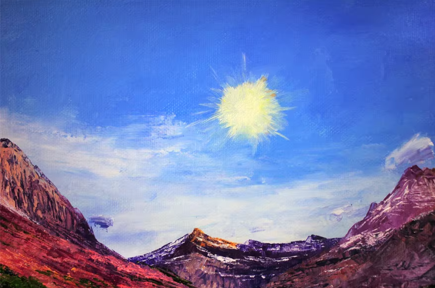 Mountain Lake Landscape Oil Painting by Kim Jong Su 7519