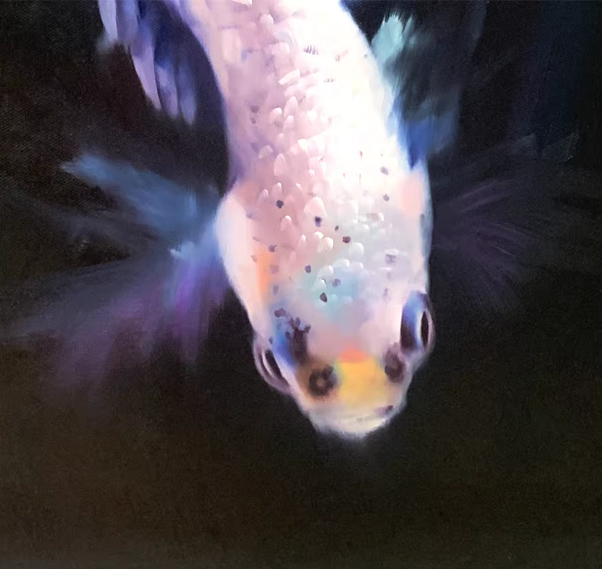 Betta Fish Oil Painting by Kim Nam Hyuk | Original Hyperrealist Aquatic Art 8217