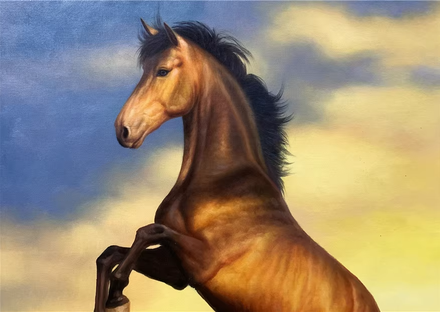 Horse Oil Painting by Choi Gang Ho | Original Hyperrealist Equestrian Art 8334