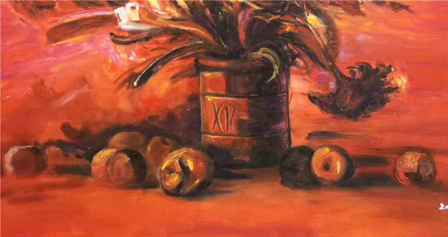 Sunflower Still Life Oil Painting by Li Jiang | Original Expressionist Floral Art 262