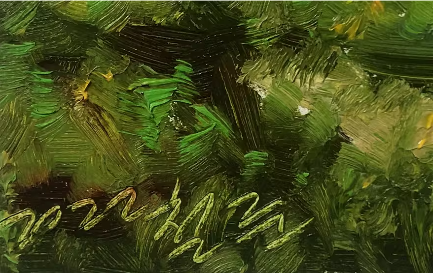 Forest Path Oil Painting by Kim Chol Jun | Original Impressionist Summer Landscape Art 11739
