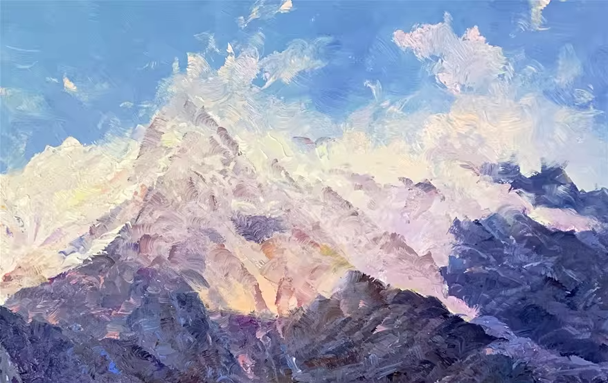 Riding Horse Mountain Oil Painting by Choi Myong Sung | Original Impressionist Landscape Art 8223