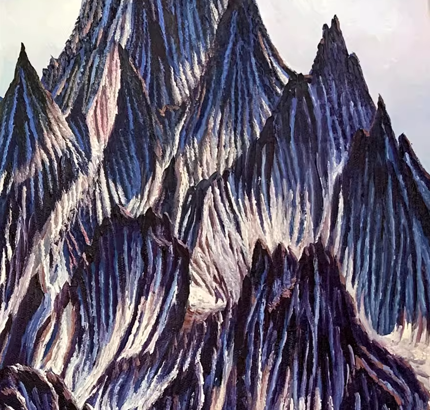 Alpine Mountains and Rivers Oil Painting by Baek Jin Chul | Original Impressionist Landscape Art 8264