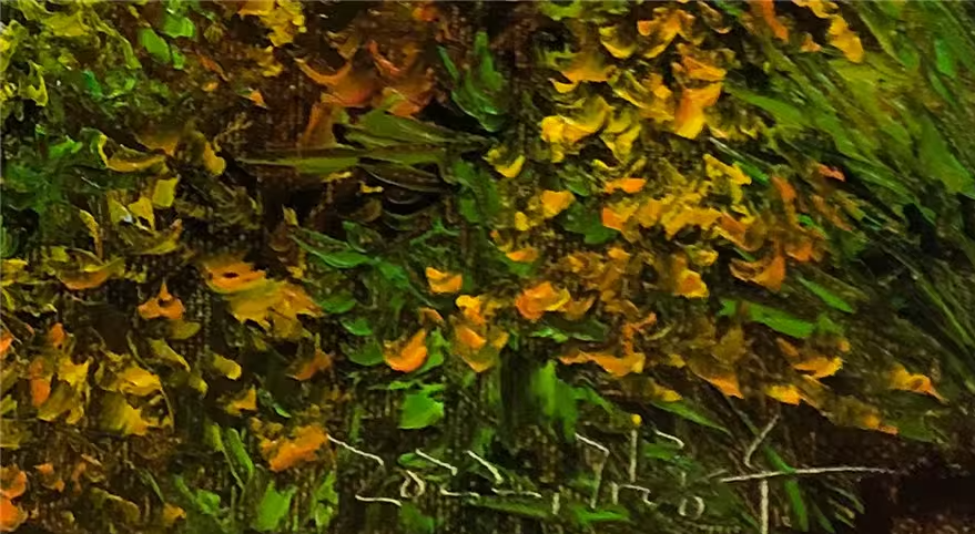 Original Oil Painting "The Path" by First-Class Painter Kim Jong Su – Collectible Hand-Painted Impressionist Forest Trail Landscape Art  9532