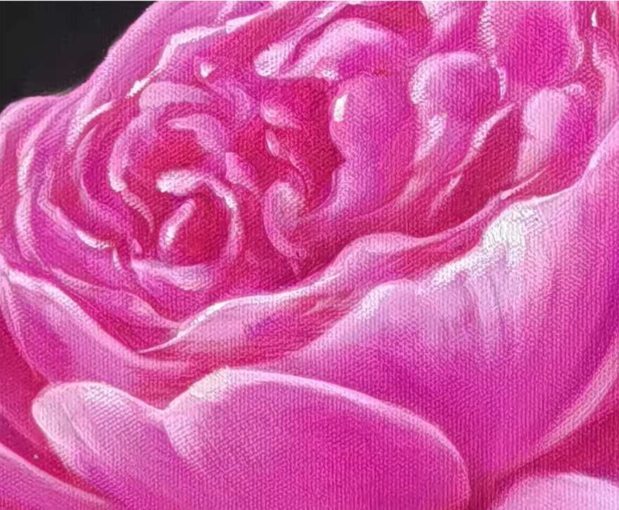 Original Oil Painting "Flower" by First-Class Painter Kim Eun Sim – Collectible Hand-Painted Hyper-Realist Pink Rose Art 10133