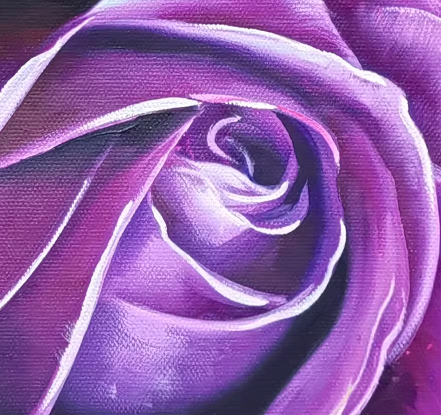 Original Oil Painting "Purple Rose" by First-Class Painter Kim Eun Sim – Collectible Hand-Painted Hyper-Realist Floral Art 10132