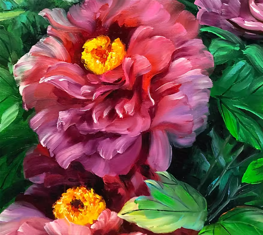 Peony Oil Painting by Kim Eun Sim | Original Impressionist Floral Art 9149