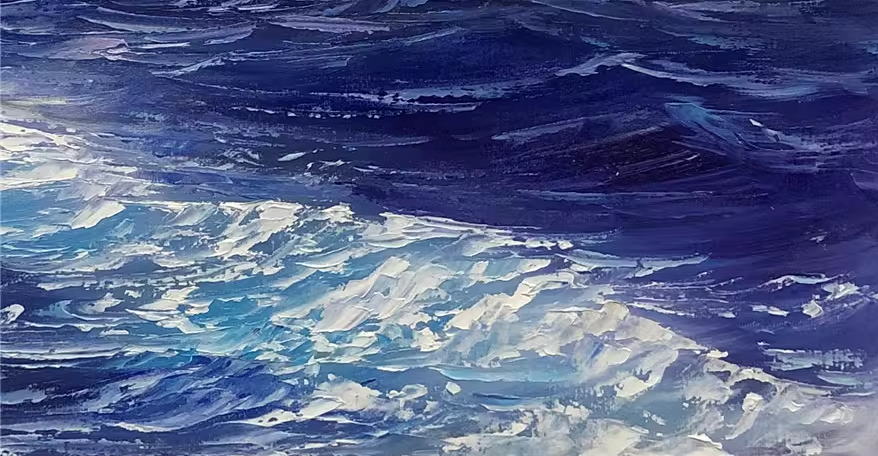 Ocean Rock Oil Painting by Lim Seung Hee | Original Impressionist Sea Landscape Art 9085