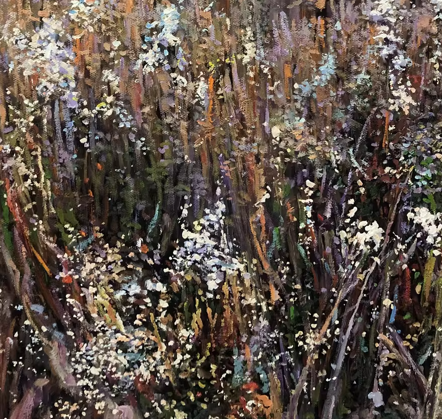 Tall Grass Oil Painting by Deok Won Jo | Original Autumn Meadow Landscape Art 9195