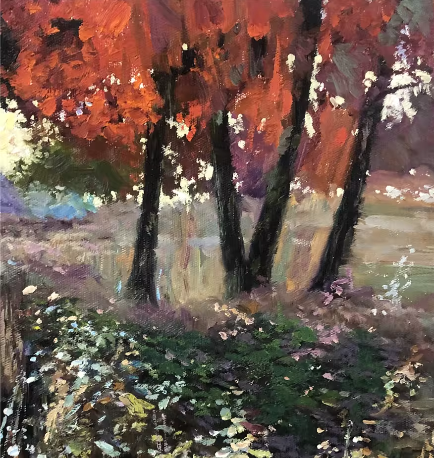 Tall Grass Oil Painting by Deok Won Jo | Original Autumn Meadow Landscape Art 9195
