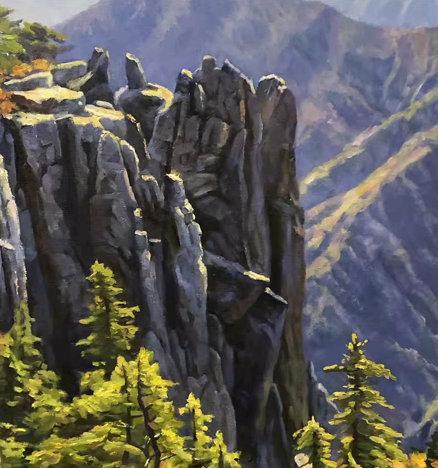 Original Mountain Landscape Oil Painting by Oh Sung Gwe | Hand-Painted Impressionist Art 9217