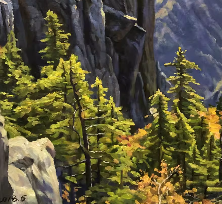 Original Mountain Landscape Oil Painting by Oh Sung Gwe | Hand-Painted Impressionist Art 9217